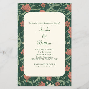 Budget Rustic Green Floral Faire-part de mariage