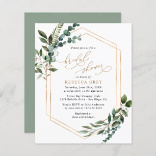 Budget Rustic Green Invitation à la douche nuptial