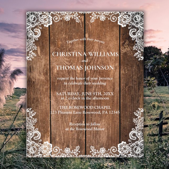 Budget Rustic Mariage campagnard dentelle en bois  (Créateur téléchargé)