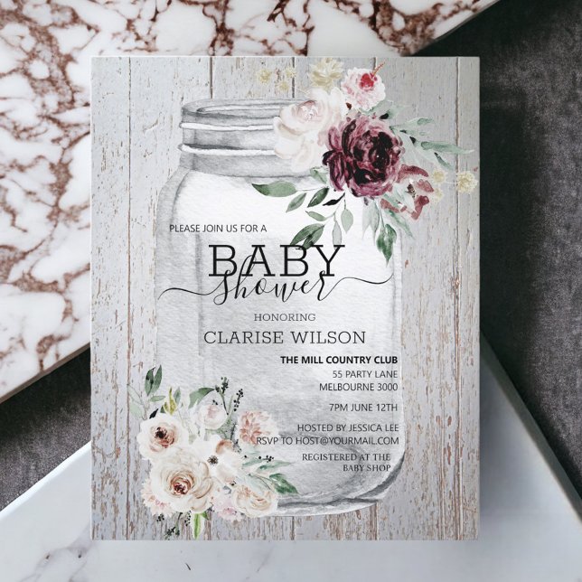 BUDGET Rustic Mason Jar Baby shower Invitation (Créateur téléchargé)