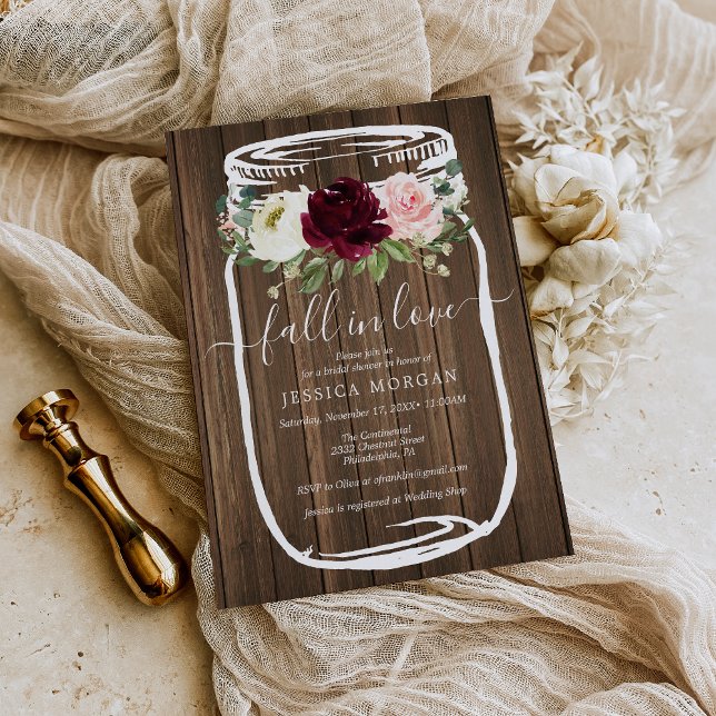 Budget Rustic Mason Jar Invitation de la nuptiale  (Créateur téléchargé)