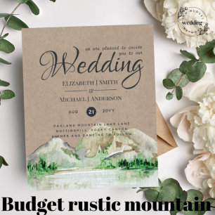 BUDGET Rustic Mountain Lake Forêt Mariage Invitati
