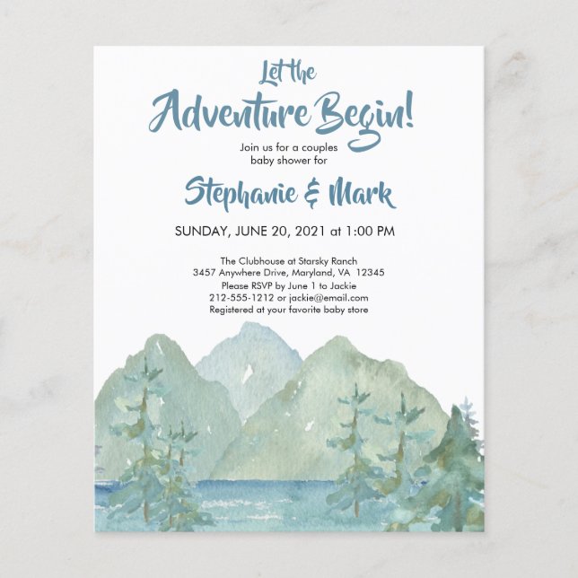 Budget Rustic Mountains Baby shower d'aventure (Devant)