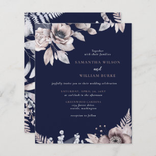 Budget Rustic Navy Floral Faire-part de mariage