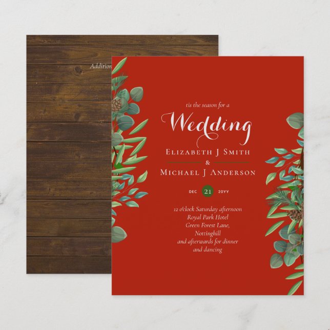 Budget Rustic Noël Mariage Invitations d'hiver (Devant / Derrière)