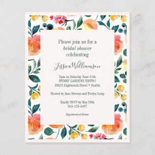 Budget Rustic Orange Flowers Invitation Fête des m