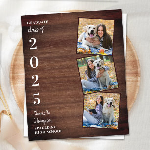 Budget Rustic Photo Collage Invitations de graduat