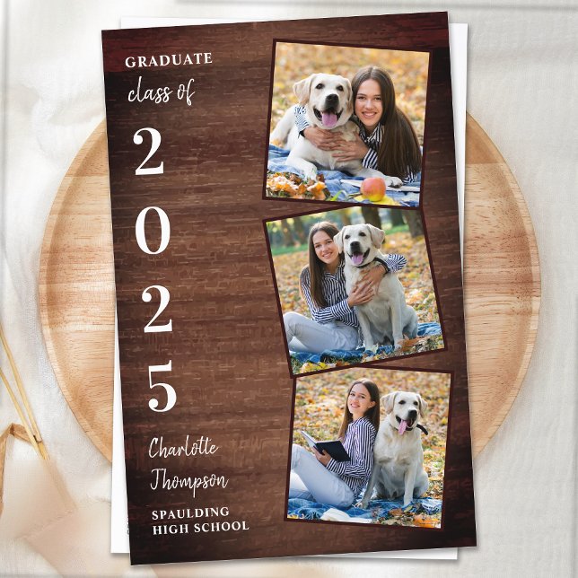Budget Rustic Photo Collage Invitations de graduat (Créateur téléchargé)