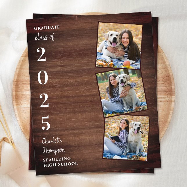 Budget Rustic Photo Collage Invitations de graduat (Créateur téléchargé)