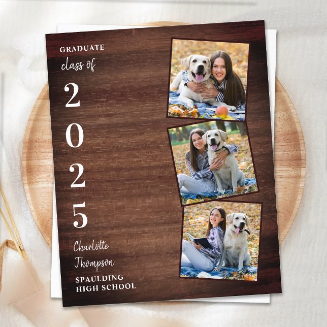 Budget Rustic Photo Collage Invitations de graduat (Créateur téléchargé)