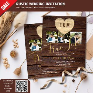 Budget Rustic Photo Collage Invitations de mariage