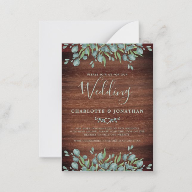 Budget Rustic QR Code Faire-part de mariage botani