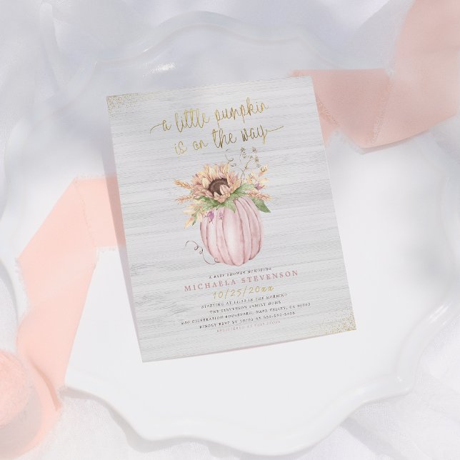 Budget Rustic Rose & Gold Citrouille Baby shower f (Créateur téléchargé)