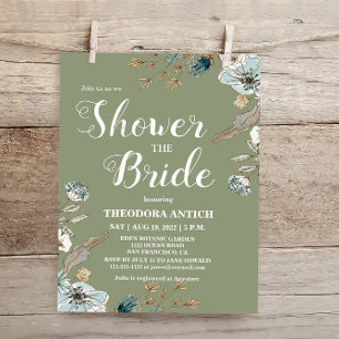 Budget Rustic Sage Green Bridal Showeuse Invitatio