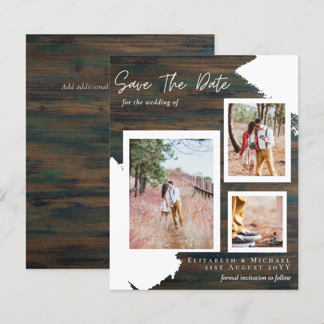 BUDGET RUSTIC SAVE DATE Fiançailles Woodland (Devant / Derrière)