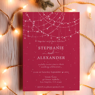 Budget Rustic String Lights Magenta Wedding Invita