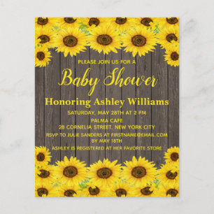 Budget Rustic Sunflower Baby shower Invitation