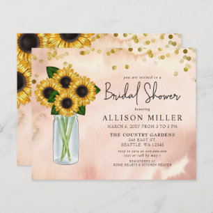 Budget Rustic Sunflowers Invitation de douche nupt