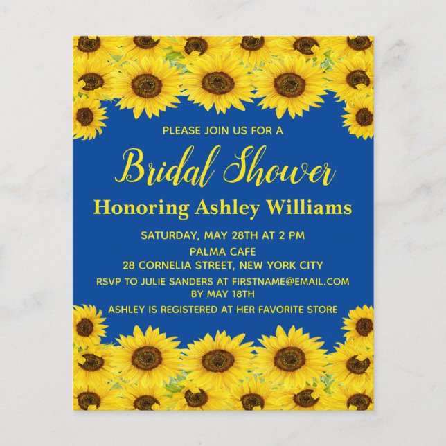 Budget Rustic Sunflowers Invitation de douche nupt (Devant)