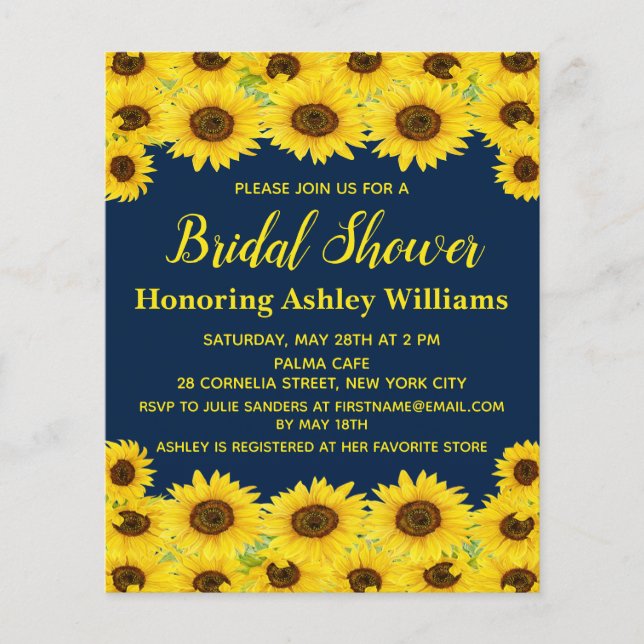 Budget Rustic Sunflowers Invitation de douche nupt (Devant)