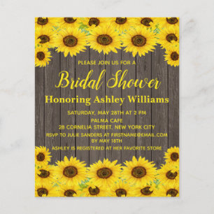 Budget Rustic Sunflowers Invitation de douche nupt