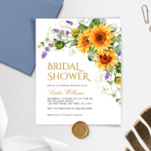 Budget Rustic Sunflowers Invitation de douche nupt