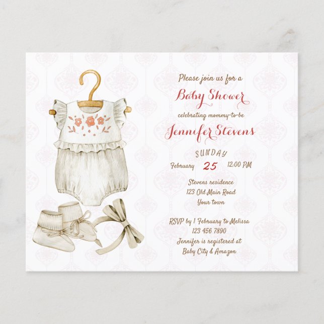 Budget Rustic vintage baby shower de vêtements pou (Devant)