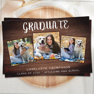 Budget Rustic Wood 3 Faire-part de graduation phot