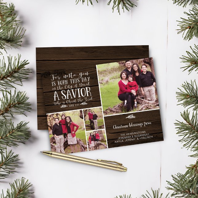 Budget Rustic Wood Christian Christmas Verset phot (Budget Rustic Wood Christian Christmas Verse Photo Card)