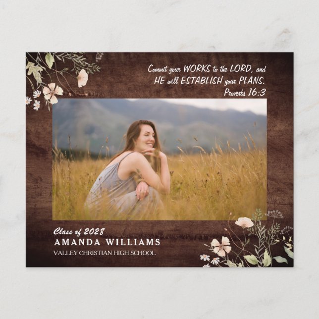 BUDGET Rustic Wood Christian Graduation Verse (Devant)