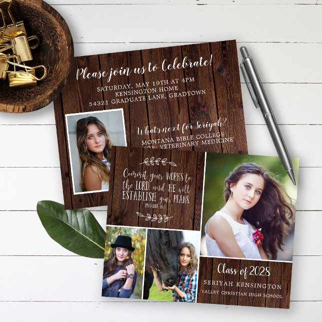 BUDGET Rustic Wood Christian Graduation Verse (Créateur téléchargé)