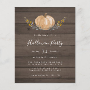 Budget Rustic Wood Citrouille Invitation du parti