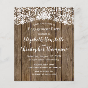 Budget Rustic Wood Engagement Party Invitation