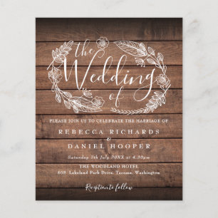 Budget Rustic Wood Foliing Faire-part de mariage