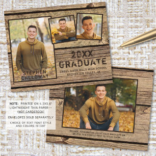 Budget Rustic Wood Graduation 4 Faire-part photo