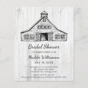 Budget Rustic Wood Grange nuptiale de douche Invit