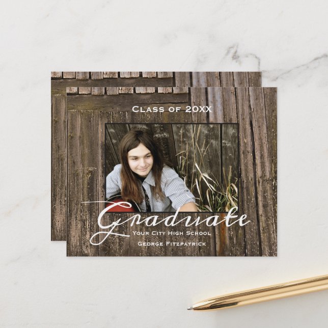 Budget Rustic Wood High School Graduation (Devant/Arrière en situation)