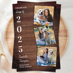 Budget Rustic Wood Photo Graduation Faire-part