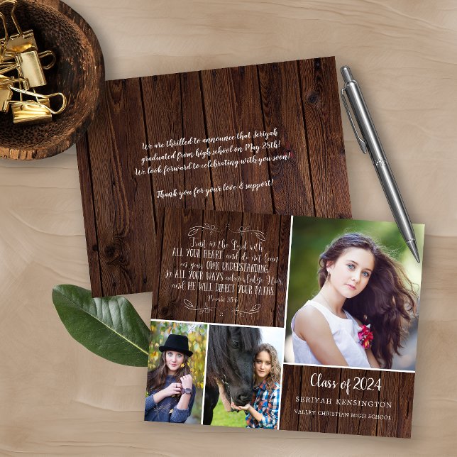 Budget Rustic Wood Proverbes de la graduation chré (Créateur téléchargé)