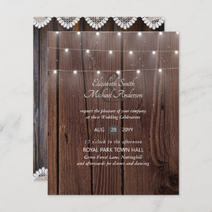 Budget RUSTIC Wood Wedding Invite n Enveloppes