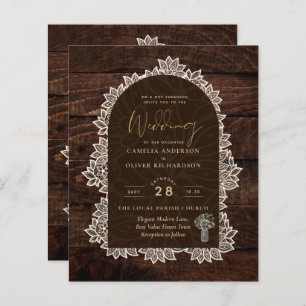 BUDGET Rustic Woodland Mariage Wood Lace INVITATIO