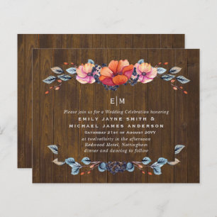 Budget Rustic Woodland Orange Wedding Invite
