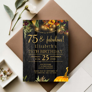 Budget rustique automne 75 anniversaire invitation