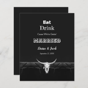 Budget Rustique Black Eat Boire Married Bull Skull