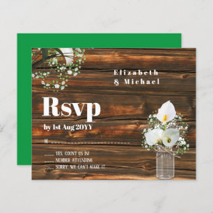 Budget Rustique Blanc Calla Lily Mariage RSVP