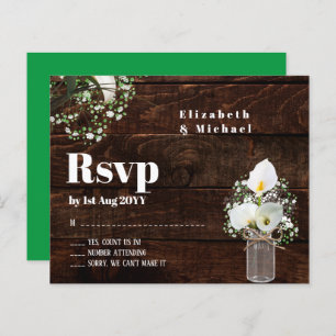 Budget Rustique Blanc Calla Lily Mariage RSVP