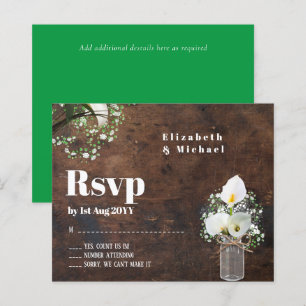 Budget Rustique Blanc Calla Lily Mariage RSVP