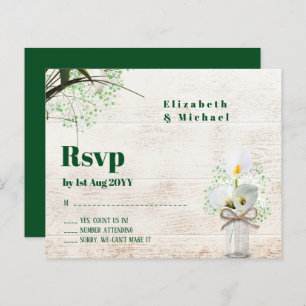 Budget Rustique Blanc Calla Lily Mariage RSVP