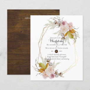 Budget Rustique Blush rose Floral Mariage Invite