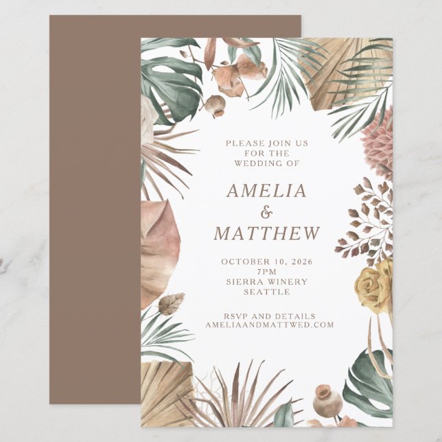 Budget Rustique Boho Green Mariage Invitation (Devant / Derrière)